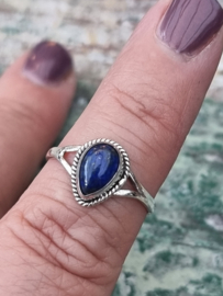 Echt zilveren ring met Lapis Lazulli steen maat 18