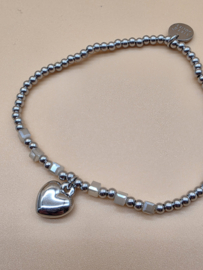 Biba Lief en Joliet armband, stainless steel, zilver