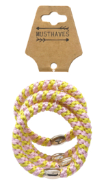 Hairtie bracelet geel/roze