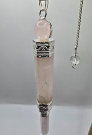 Roze kwarts luxe pendel verzilverd