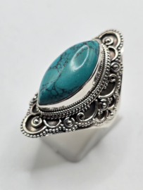 Echt zilveren ring met Turquoise maat 19.5