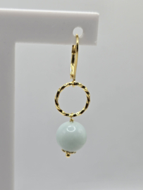 Echt zilveren oorbellen met Amazoniet goud plating