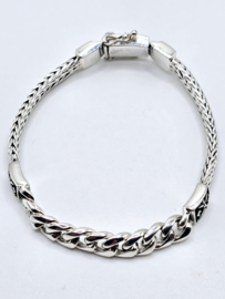 Echt zilveren zware schakelarmband, bijzondere sluiting 20.5 cm