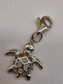 RVS charm, schildpad, open. Goud.