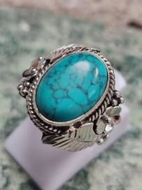 Echt zilveren ring met Turquoise maat 18