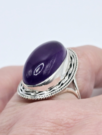 Zilveren ring Amethist maat 19