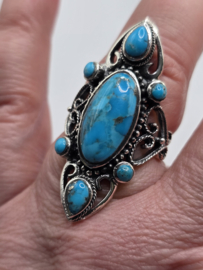 Echt zilveren ring met Turquoise maat 18