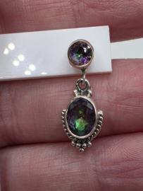 Echt zilveren oorbellen, Mystic Topaas