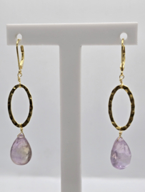 Echt zilveren oorbellen met Amethist goud plating