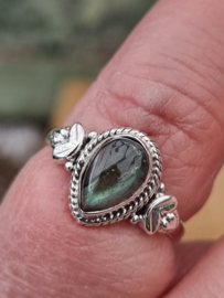 Echt zilveren ring met Labradoriet maat 17 mm