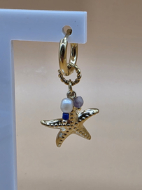 Creolen met bedeltjes zeesterren, zoetwaterparels, natuurlijke stenen