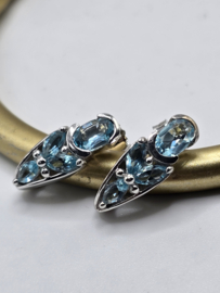 Prachtige echt zilveren oorstekers met blauwe zirconia MDZ30
