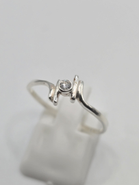 Echt zilveren dames ring Maat 19 met zirconia