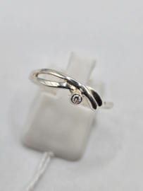 Echt zilveren dames ring Maat 19 met zirconia
