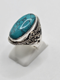 Echt zilveren ring met Turquoise maat 17