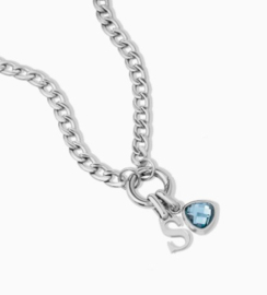 Letter & birthstone Necklace Silver