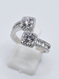 Echt zilveren ring  met Zirkonia Silver Maat 18  MDZ17
