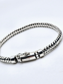 Echt zilveren zware schakelarmband,  22 cm