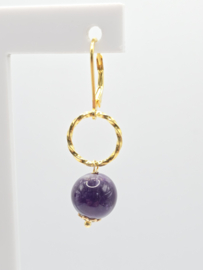 Echt zilveren oorbellen met Amethist goud plating
