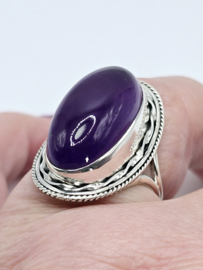 Zilveren ring Amethist maat 19