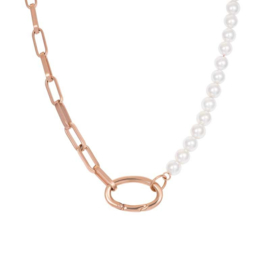 Ketting Square Chain Pearl rosé