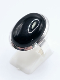 ring echt zilver met zwarte onyx. Maat 17
