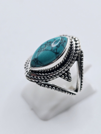 Echt zilveren ring met Turquoise maat 17