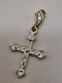 RVS charm, kruis. Goud.