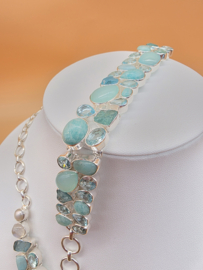 Schitterend 925 zilveren sieraden set, zeegroen tinten.