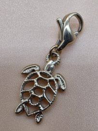 RVS charm, schildpad, open. Goud.