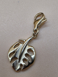 RVS charm Blad. Goud.