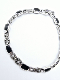 Echt zilveren armband Marcasiet maat 19 cm.