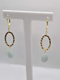 Echt zilveren oorbellen met Amazoniet goud plating