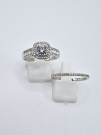 Echt zilveren ring  set met Zirkonia Silver Maat 17  MDZ14