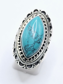 Echt zilveren ring met Turquoise maat 18
