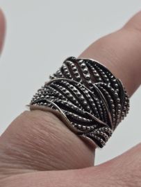Echt zilveren fantasie ring prachtig model maat 18