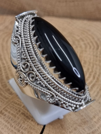 ring echt zilver met zwarte onyx. Maat 20