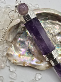 Amethist luxe pendel verzilverd