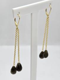 Echt zilveren oorbellen met Labradoriet goud plating