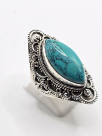 Echt zilveren ring met Turquoise maat 19.5