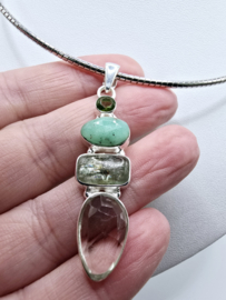 Echt zilveren ketting hanger divers