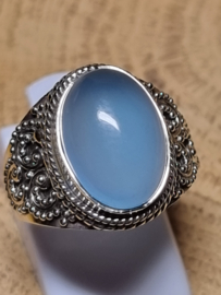 Chalcedoon ring 925 zilver, maat 18.5