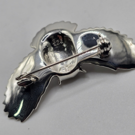 zware echt zilveren broche uil.