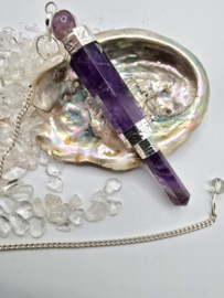 Amethist luxe pendel verzilverd
