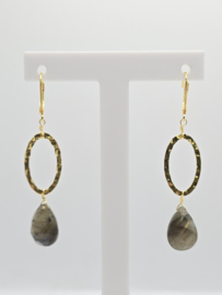 Echt zilveren oorbellen met Labradoriet goud plating