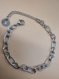 Biba Lief en Joliet armband, stainless steel, zilver