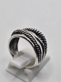 Echt zilveren fantasie ring prachtig model maat 17