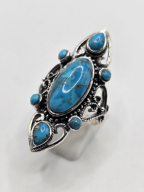 Echt zilveren ring met Turquoise maat 18