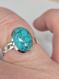Echt zilveren ring met Turquoise maat 17