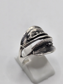 Echt zilveren fantasie ring prachtig model maat 17